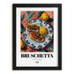 Bruschetta – Italian Snack Dish, Farmhouse Kitchen Illustration, in sleek black frame