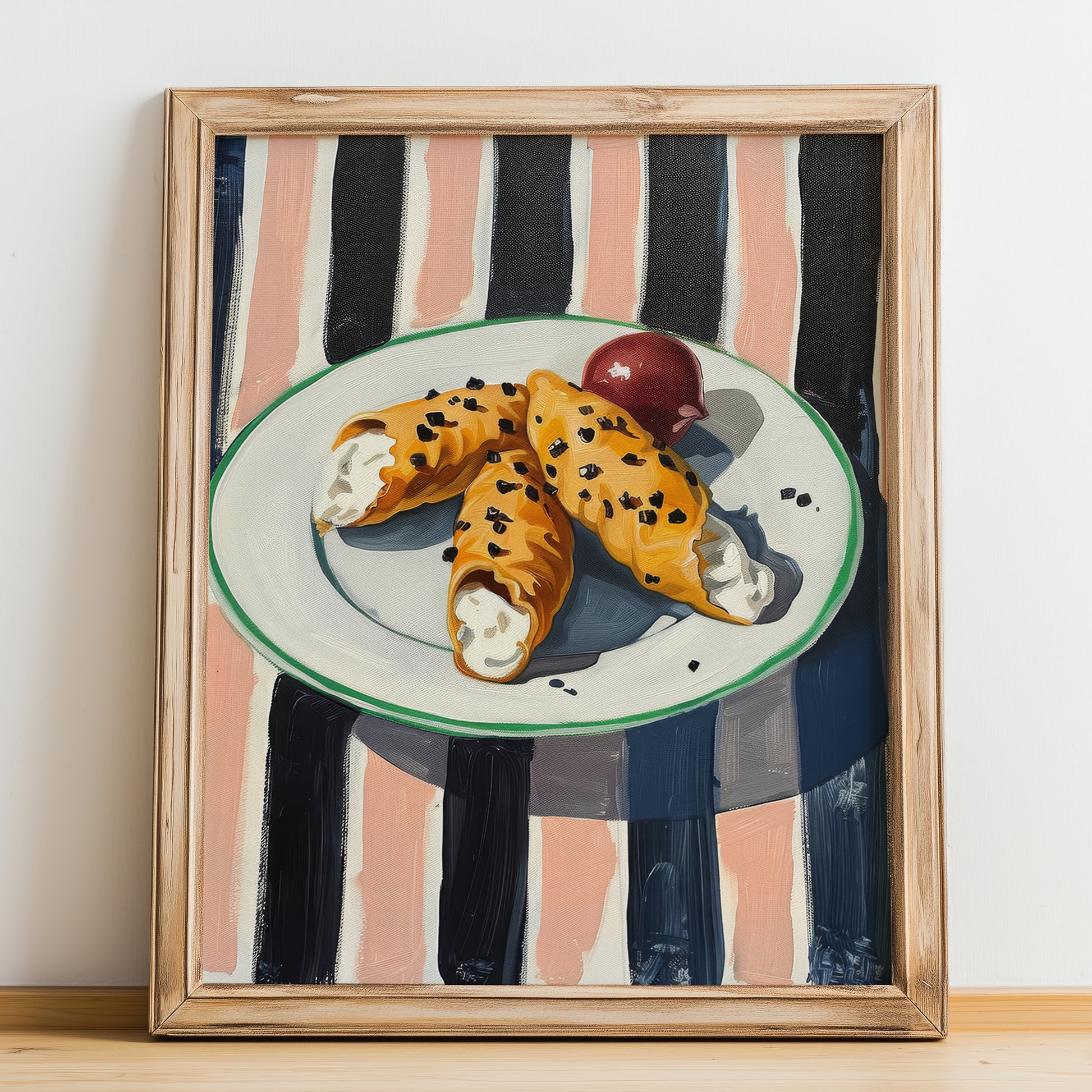 Cannoli – Italian Dessert Dish, Café Poster, no-text version framed in wood