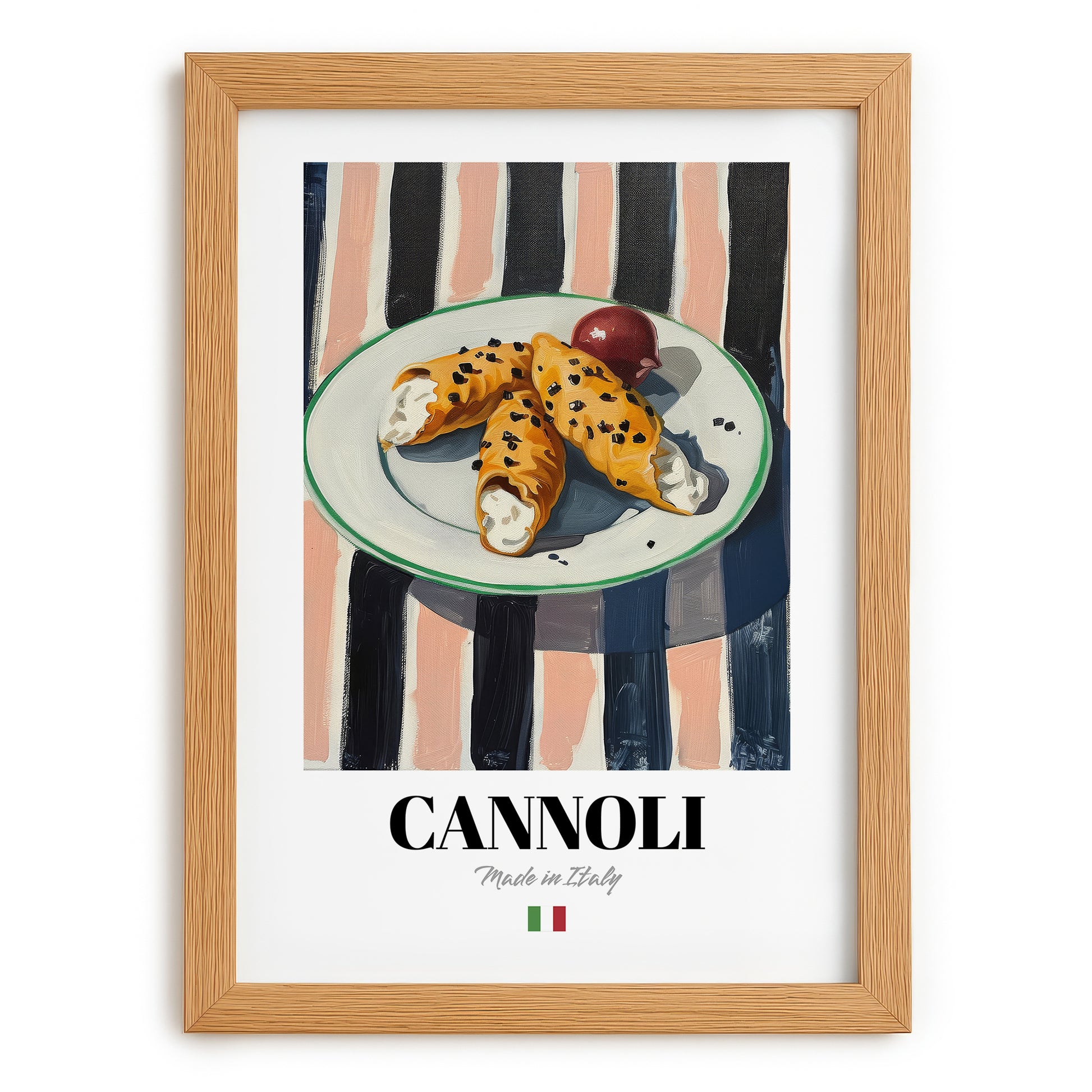 Cannoli – Italian Dessert Dish, Café Poster, set in oak frame