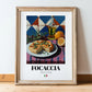 Focaccia – Italian Bread Dish, Tavern Poster, in wooden frame leaning on the floor