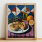 Focaccia – Italian Bread Dish, Tavern Poster, no-text version framed in wood