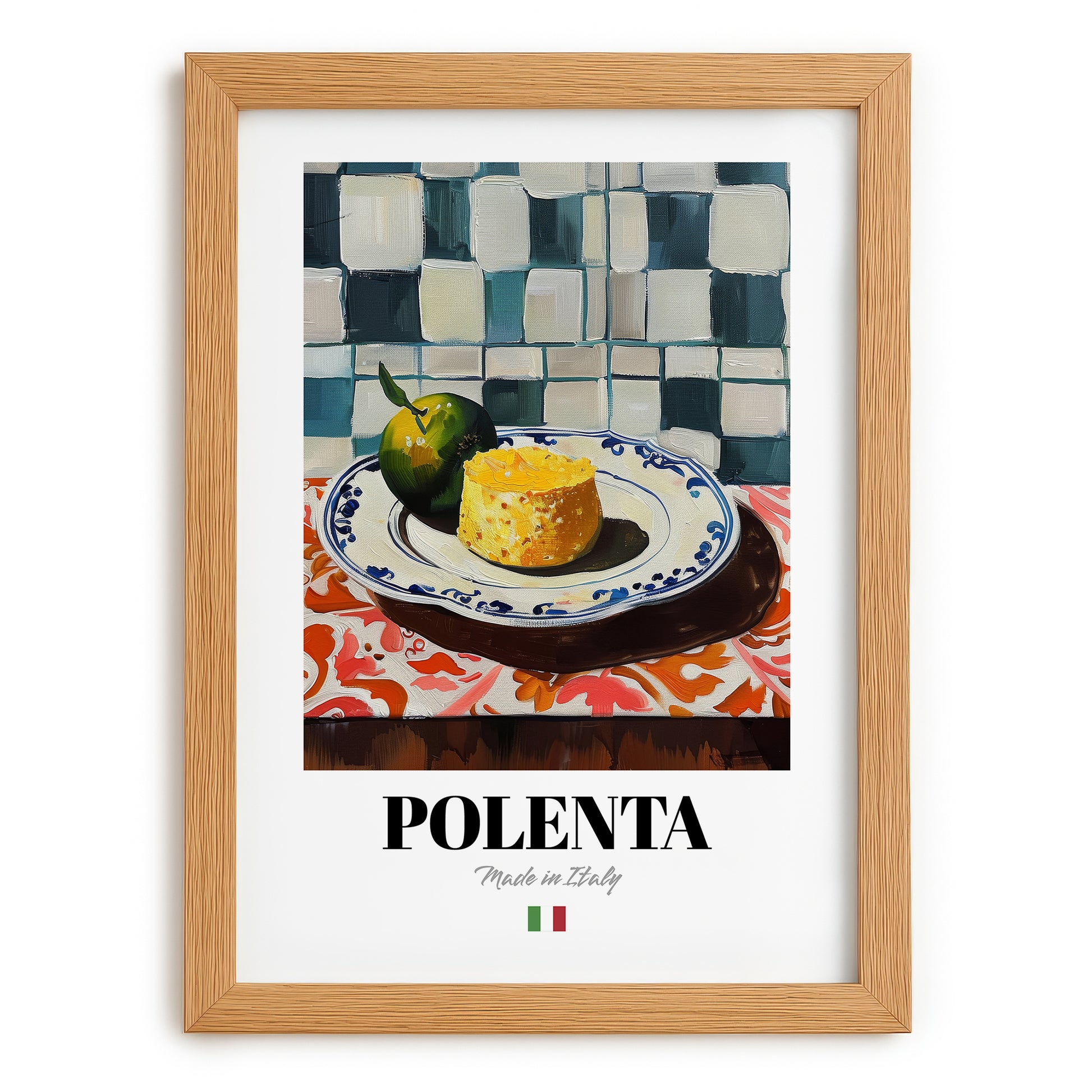 Polenta – Italian Dish, Café Poster, set in oak frame