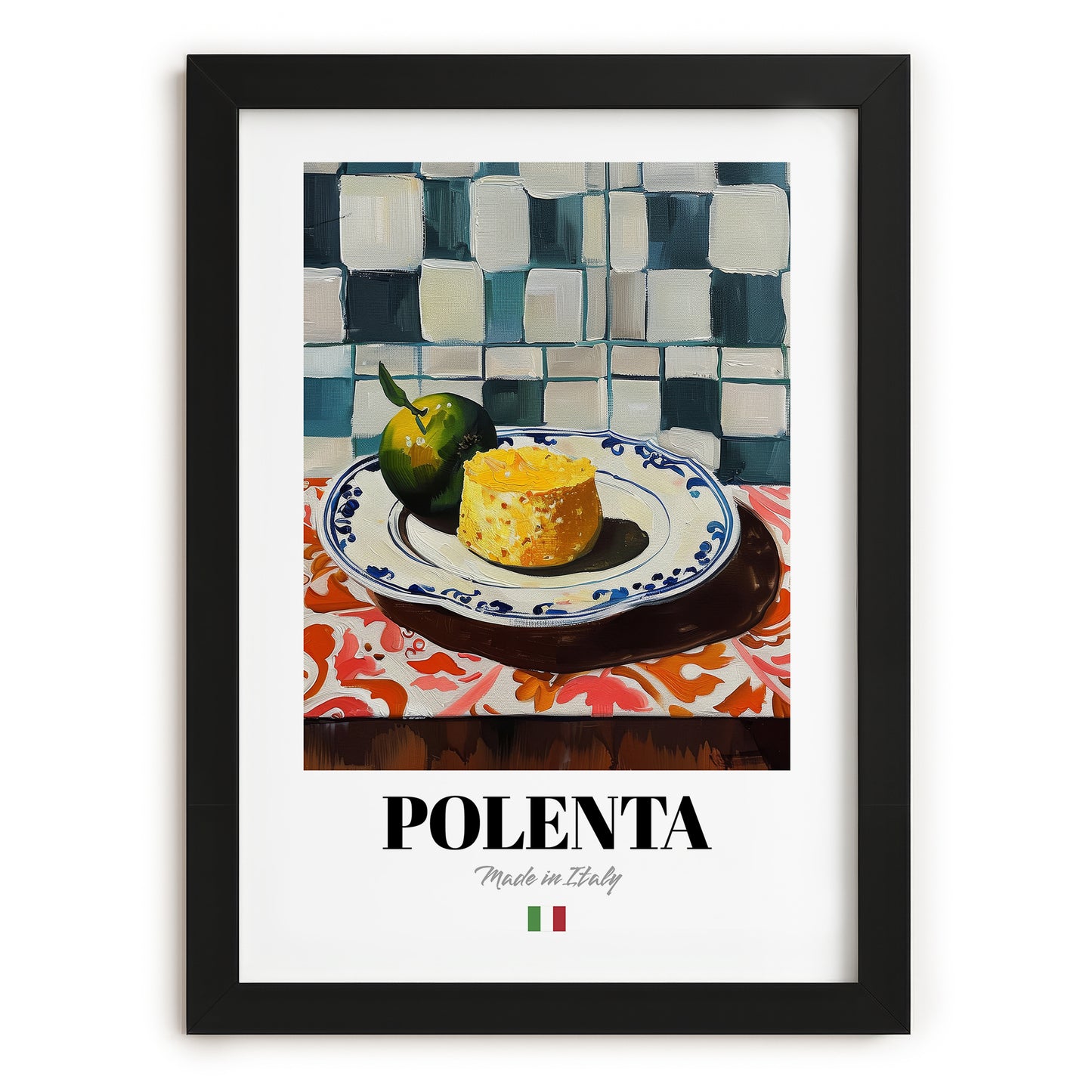 Polenta – Italian Dish, Café Poster, in sleek black frame