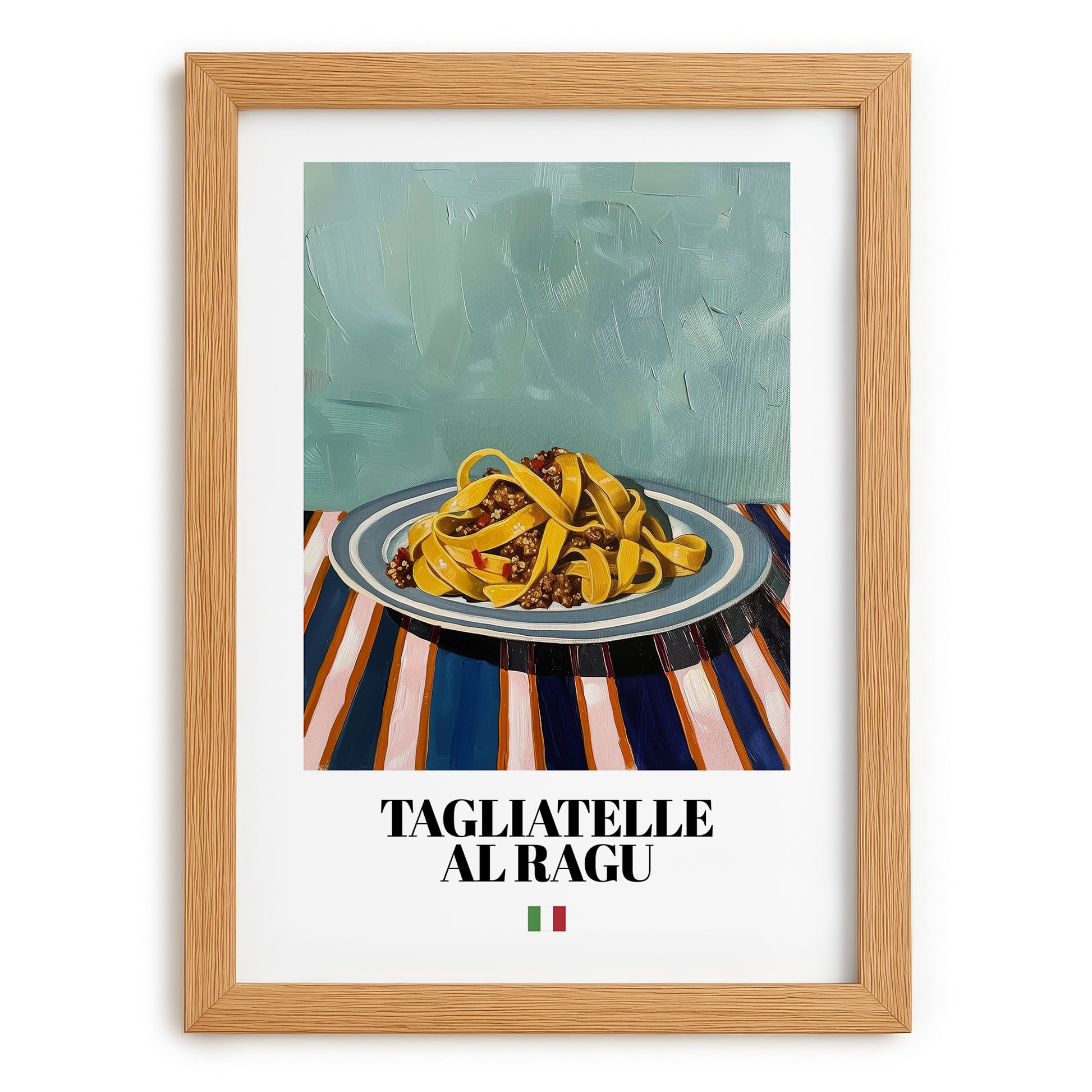 Tagliatelle al Ragu – Italian Pasta, Ristorante Painting, set in oak frame