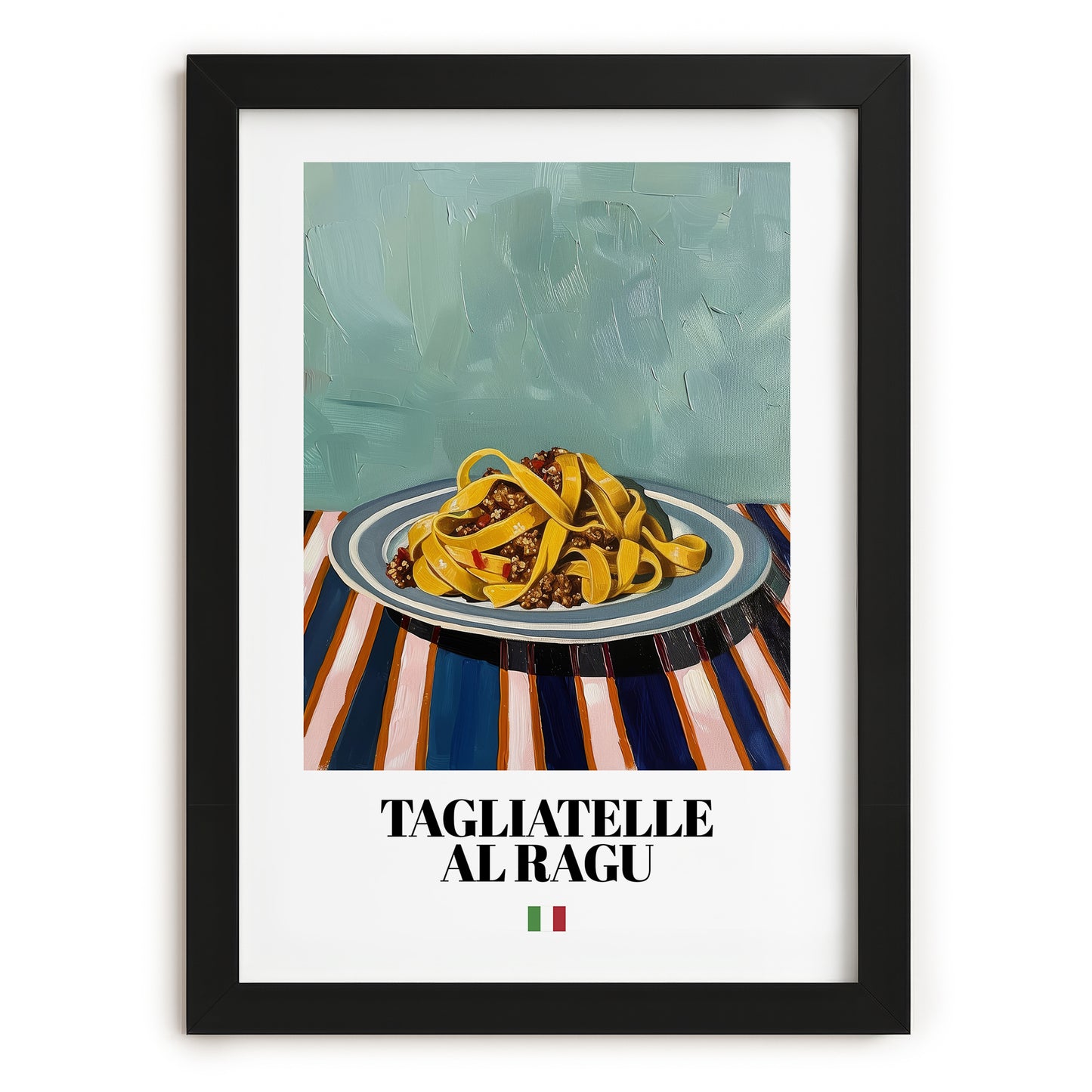 Tagliatelle al Ragu – Italian Pasta, Ristorante Painting, in sleek black frame