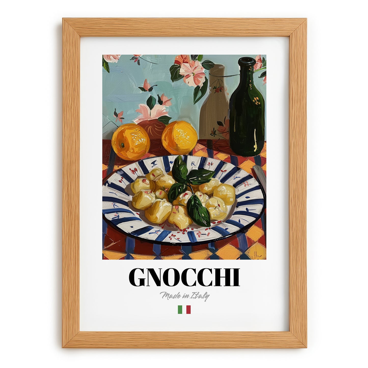 Gnocchi – Italian Pasta, Trattoria Wall Decor, set in oak frame