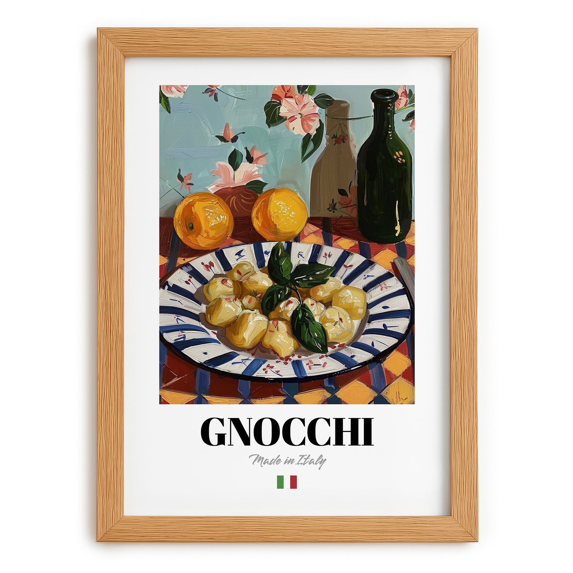 Gnocchi – Italian Pasta, Trattoria Wall Decor, set in oak frame