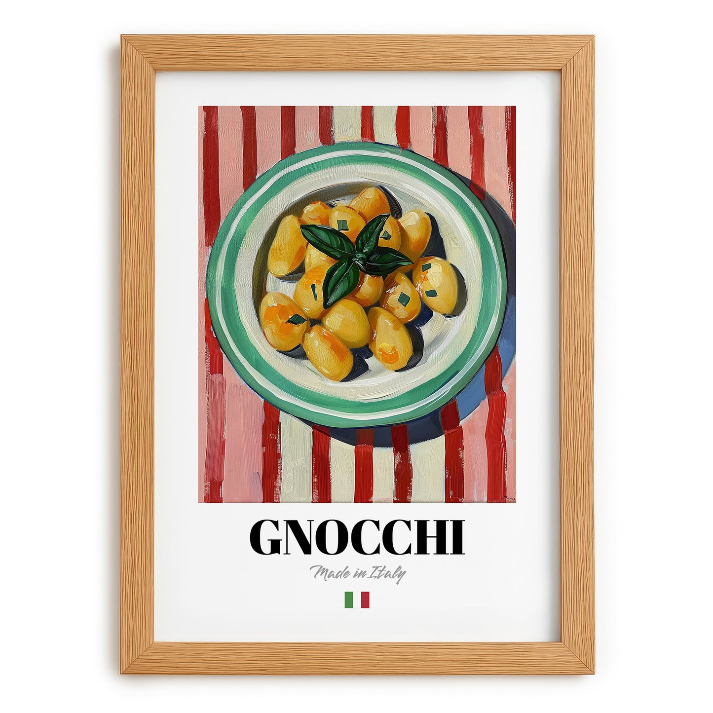 Gnocchi – Italian Pasta, Trattoria Still Life, set in oak frame