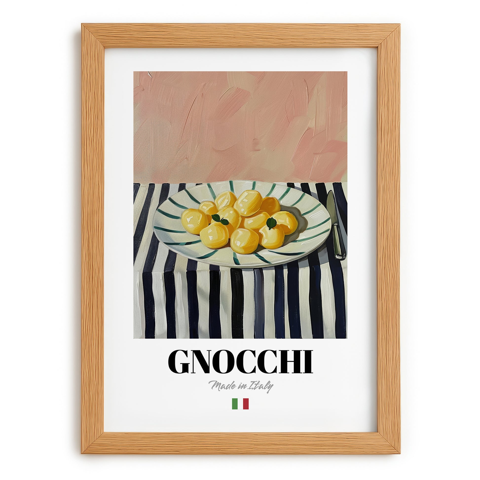 Gnocchi – Italian Pasta, Ristorante Wall Art, set in oak frame