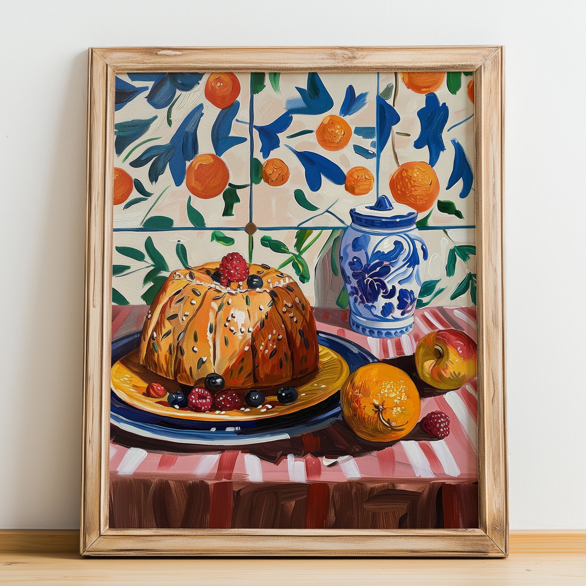 Panettone – Italian Bread Dish, Restaurant Wall Art, no-text version framed in wood