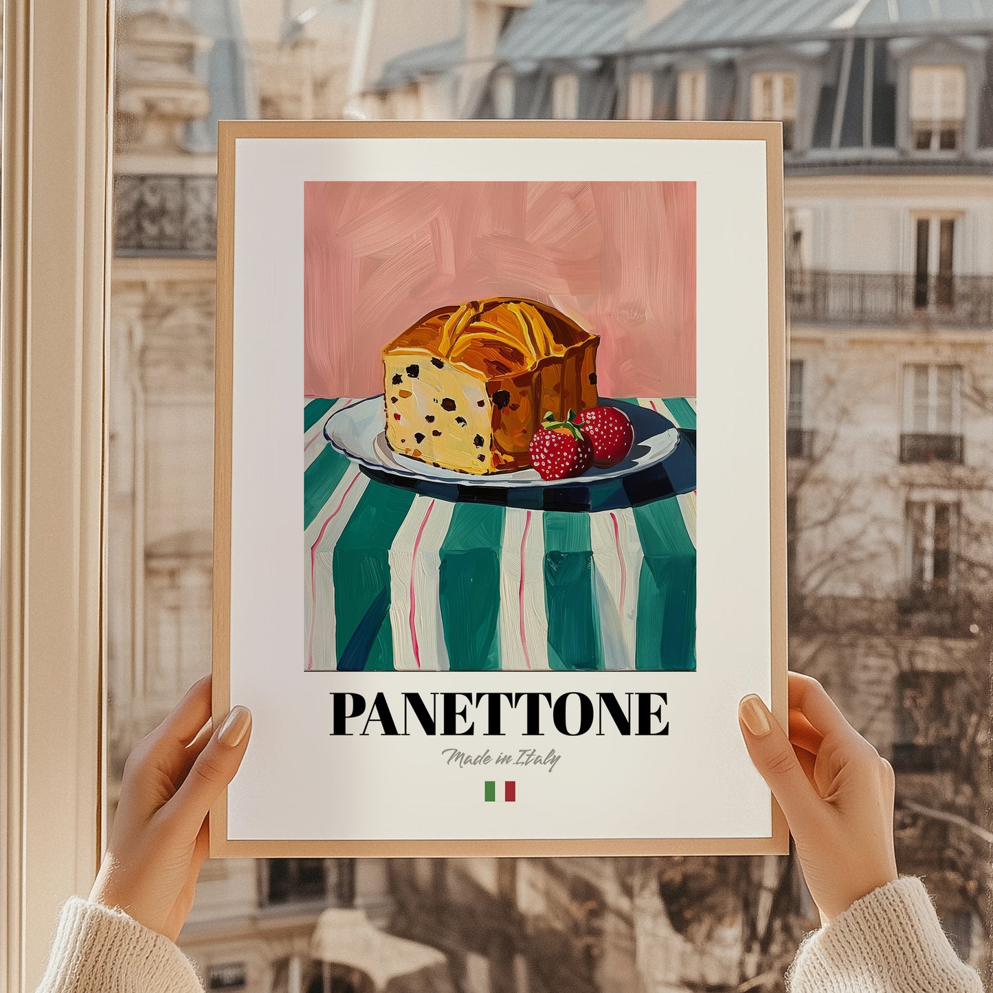 Panettone – Italian Bread Dish, Tavern Poster, styled in a charming Paris street view