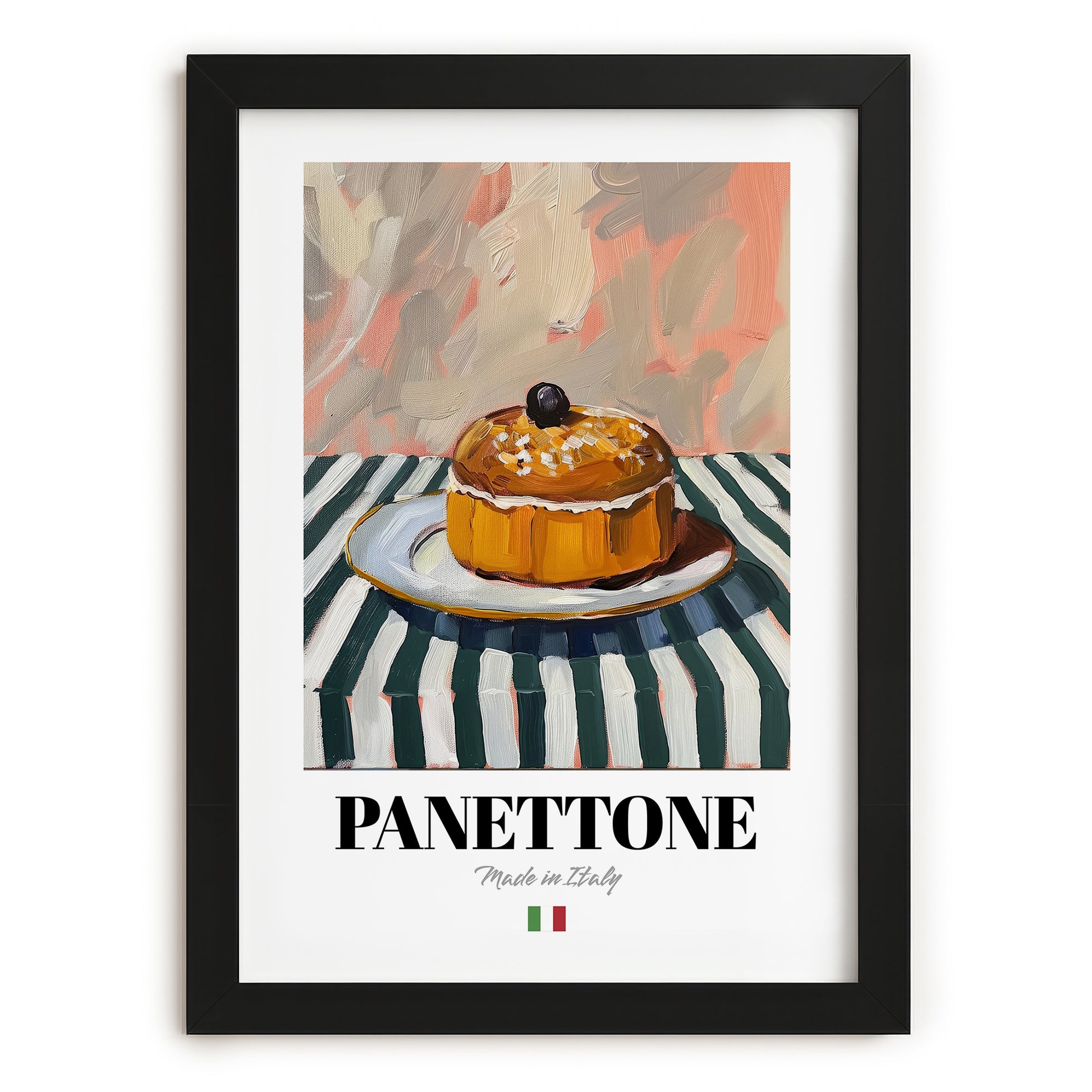 Panettone – Italian Bread Dish, Restaurant Art, in sleek black frame