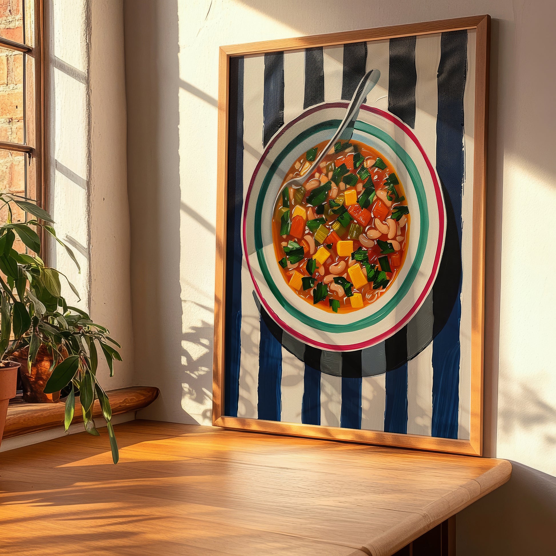 Minestrone – Italian Soup Dish, Brasserie Illustration, clean layout with no caption