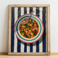 Minestrone – Italian Soup Dish, Brasserie Illustration, no-text version framed in wood