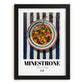 Minestrone – Italian Soup Dish, Brasserie Illustration, in sleek black frame