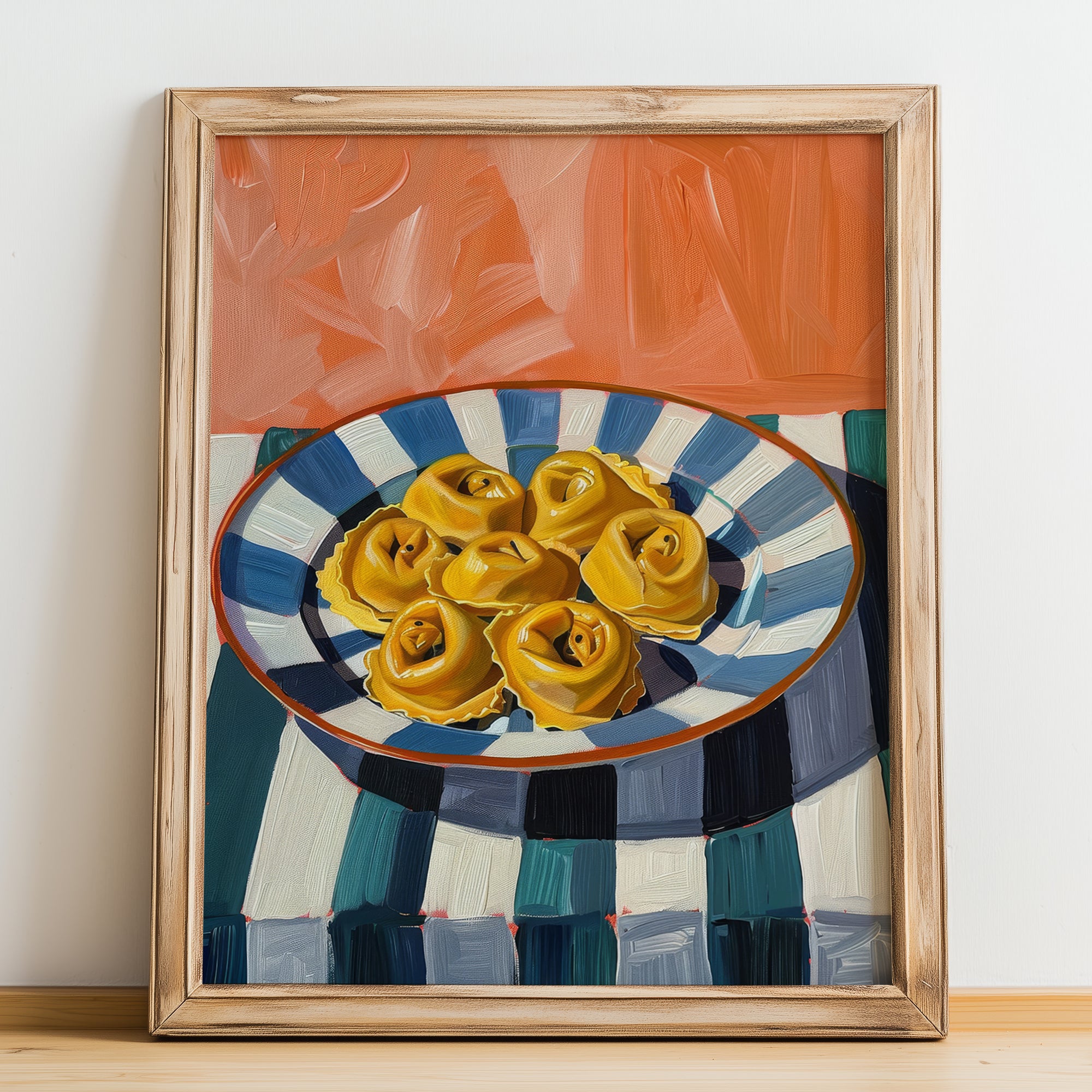Tortellini – Italian Pasta, Trattoria Poster, no-text version framed in wood