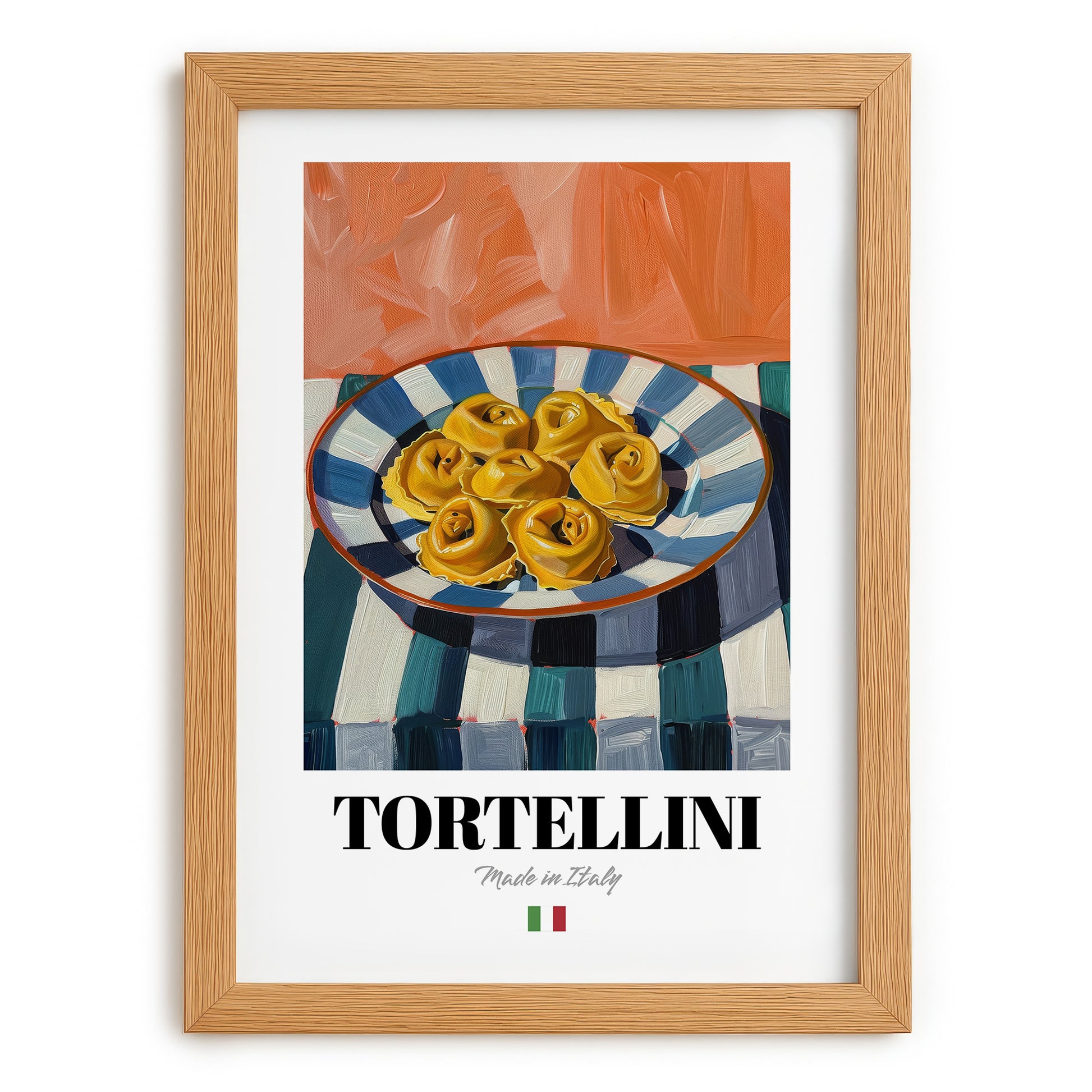 Tortellini – Italian Pasta, Trattoria Poster, set in oak frame