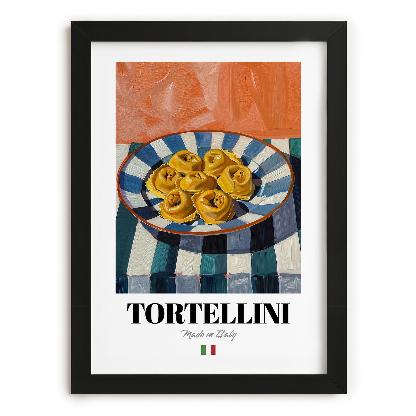 Tortellini – Italian Pasta, Trattoria Poster, in sleek black frame