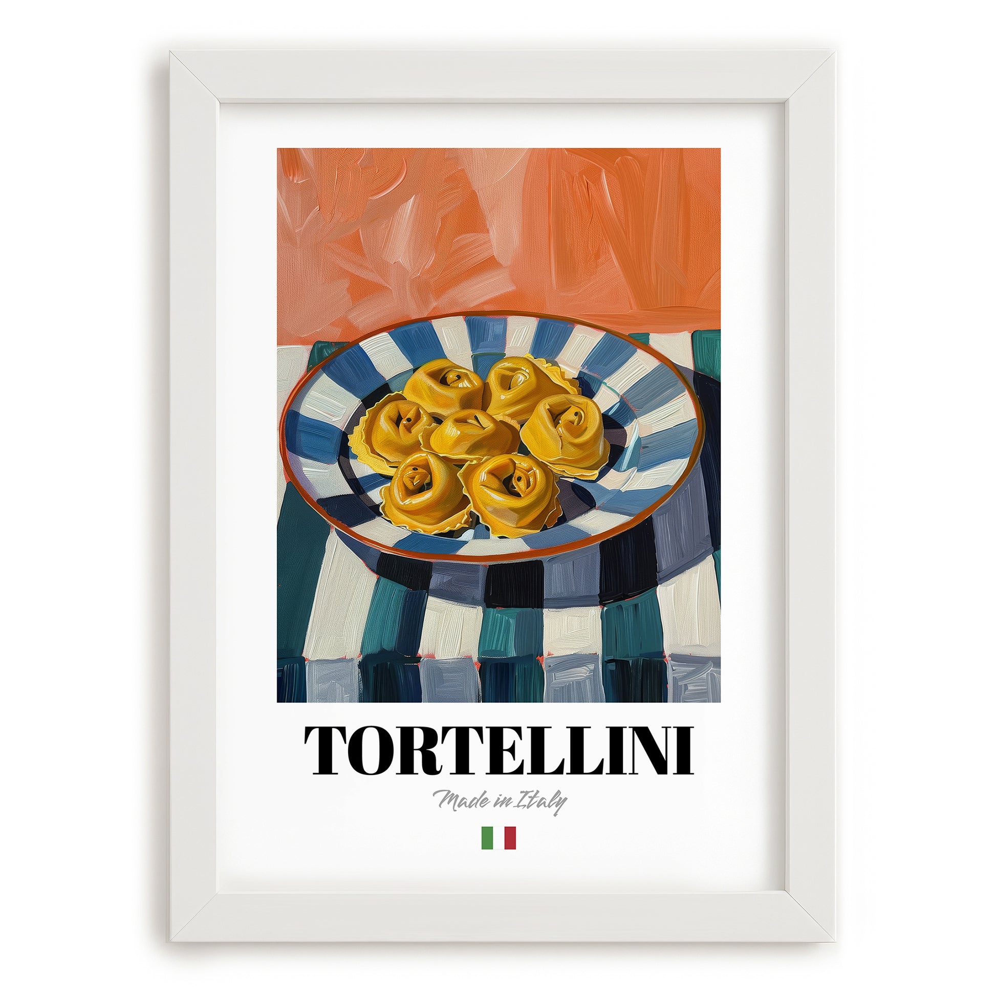 Tortellini – Italian Pasta, Trattoria Poster, placed in minimal white frame