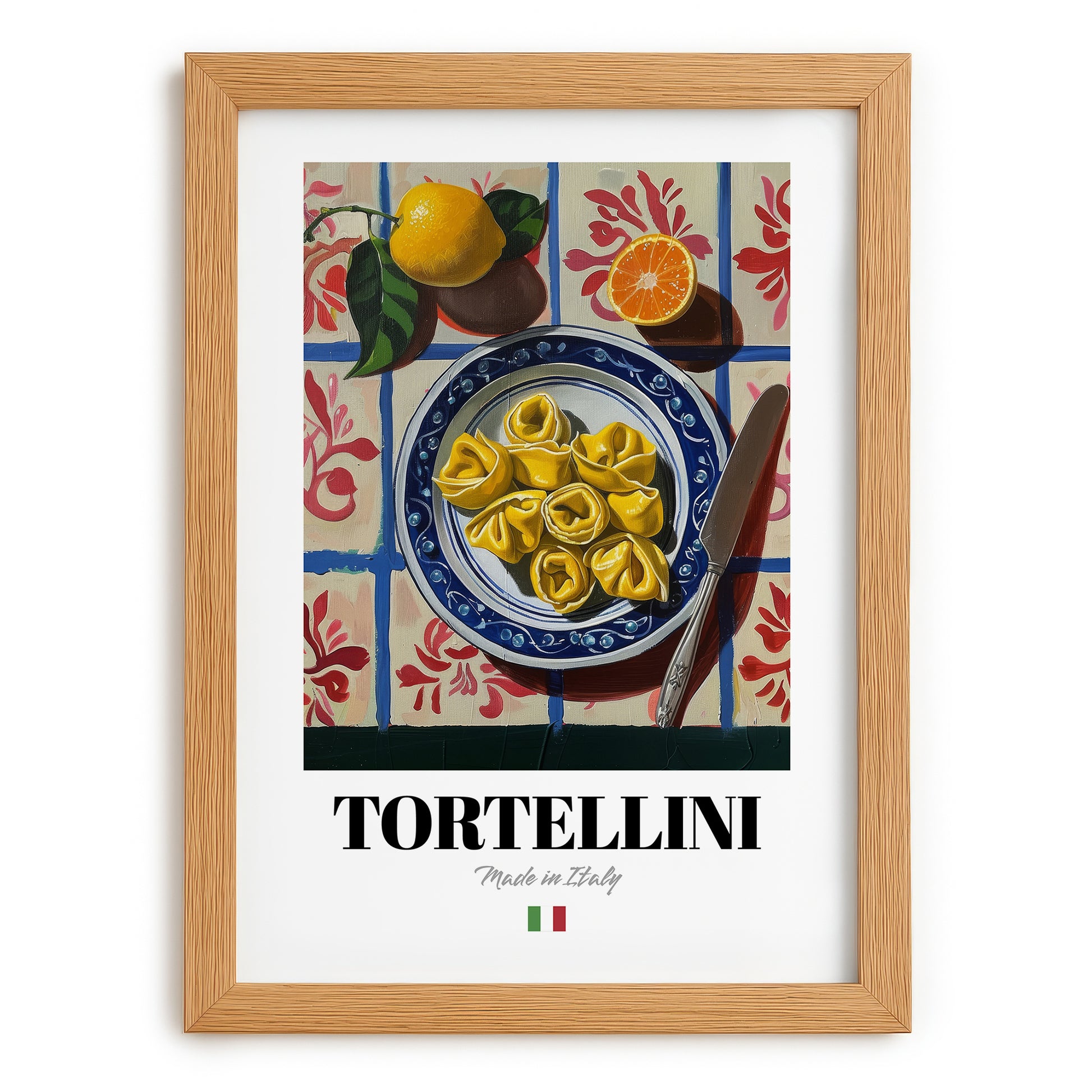 Tortellini – Italian Pasta, Ristorante Wall Art, set in oak frame