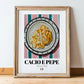 Cacio e Pepe – Italian Pasta, Osteria Still Life, in wooden frame leaning on the floor