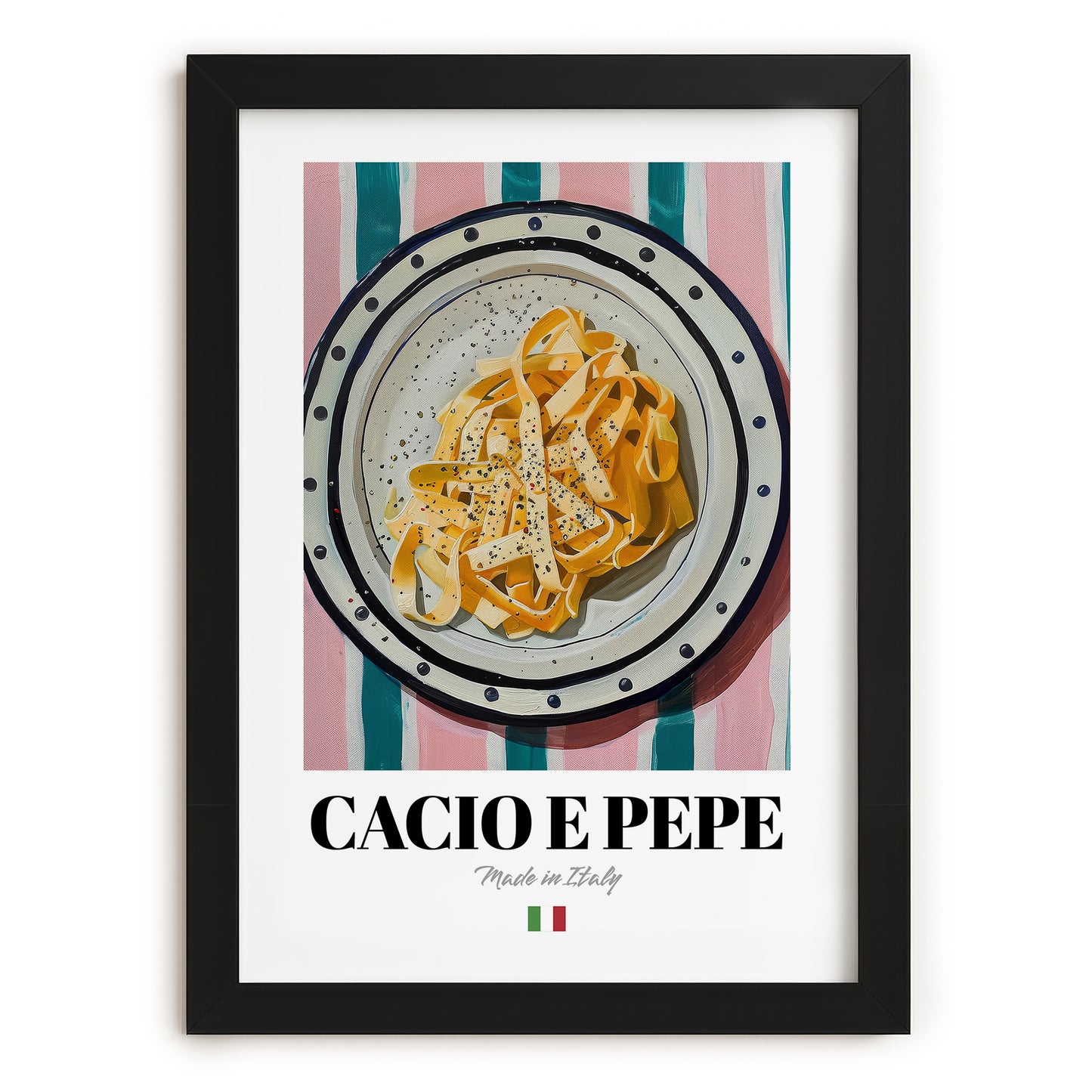 Cacio e Pepe – Italian Pasta, Osteria Still Life, in sleek black frame