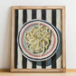 Cacio e Pepe – Italian Pasta, Trattoria Print, no-text version framed in wood