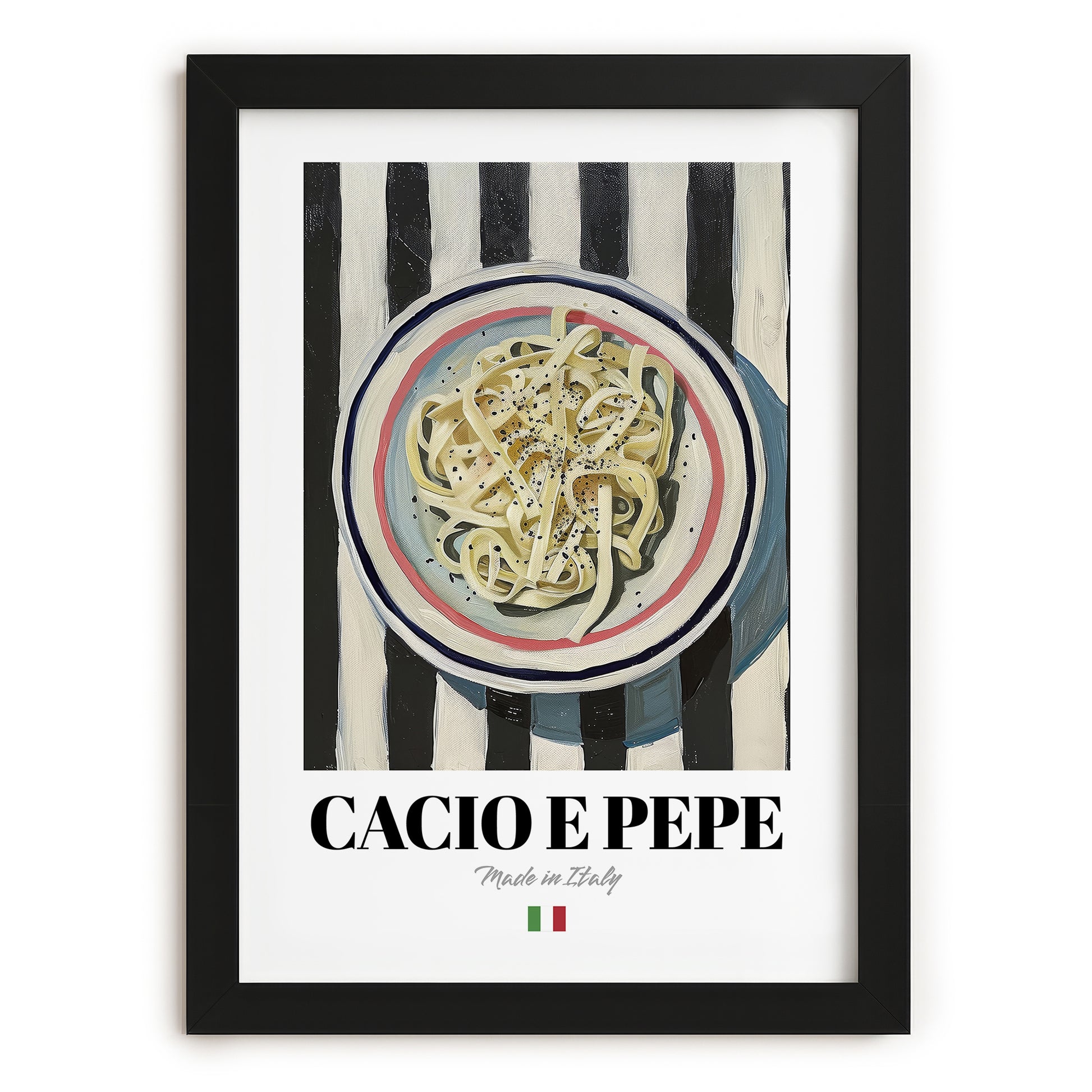 Cacio e Pepe – Italian Pasta, Trattoria Print, in sleek black frame