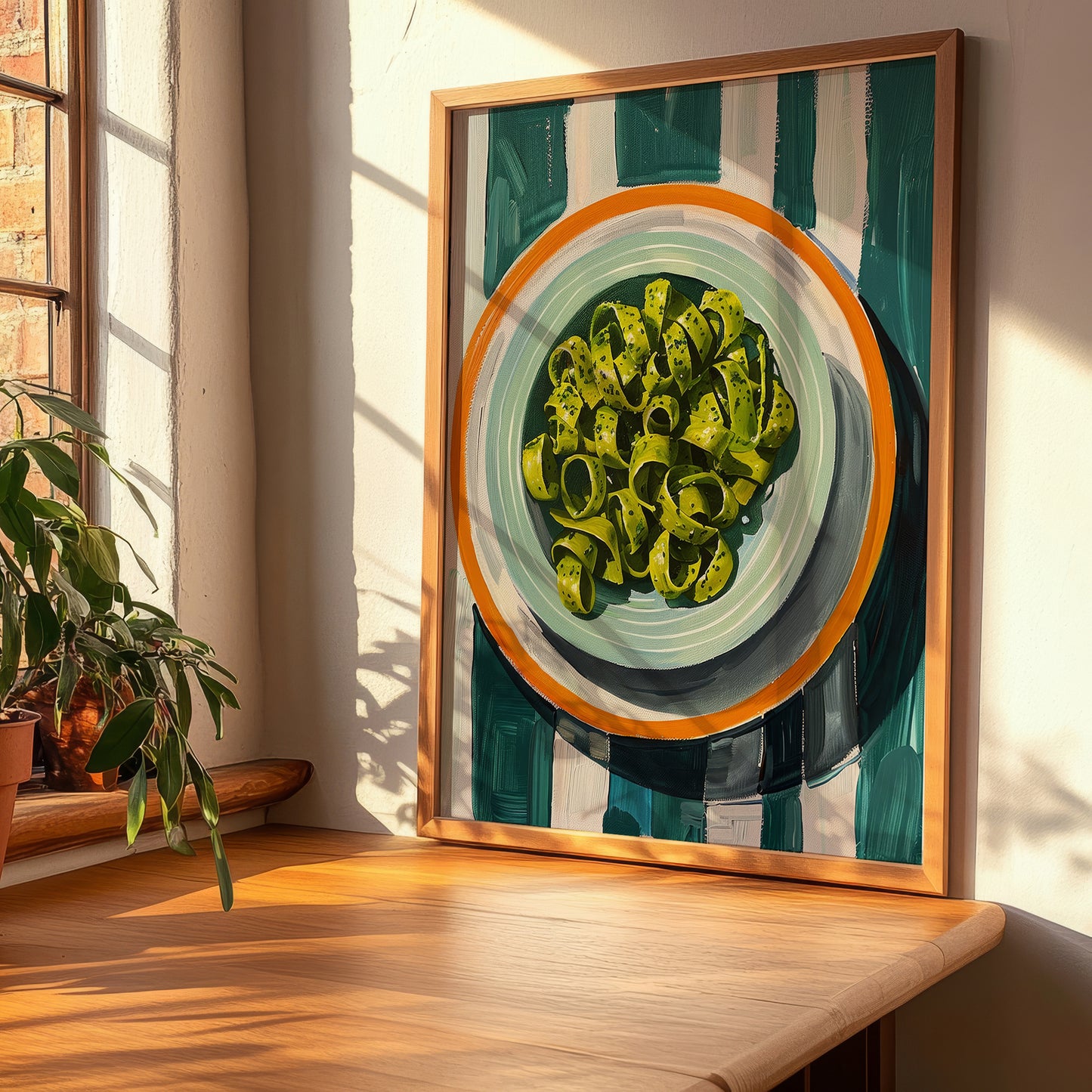 Trenette al Pesto – Italian Pasta, Osteria Poster, clean layout with no caption