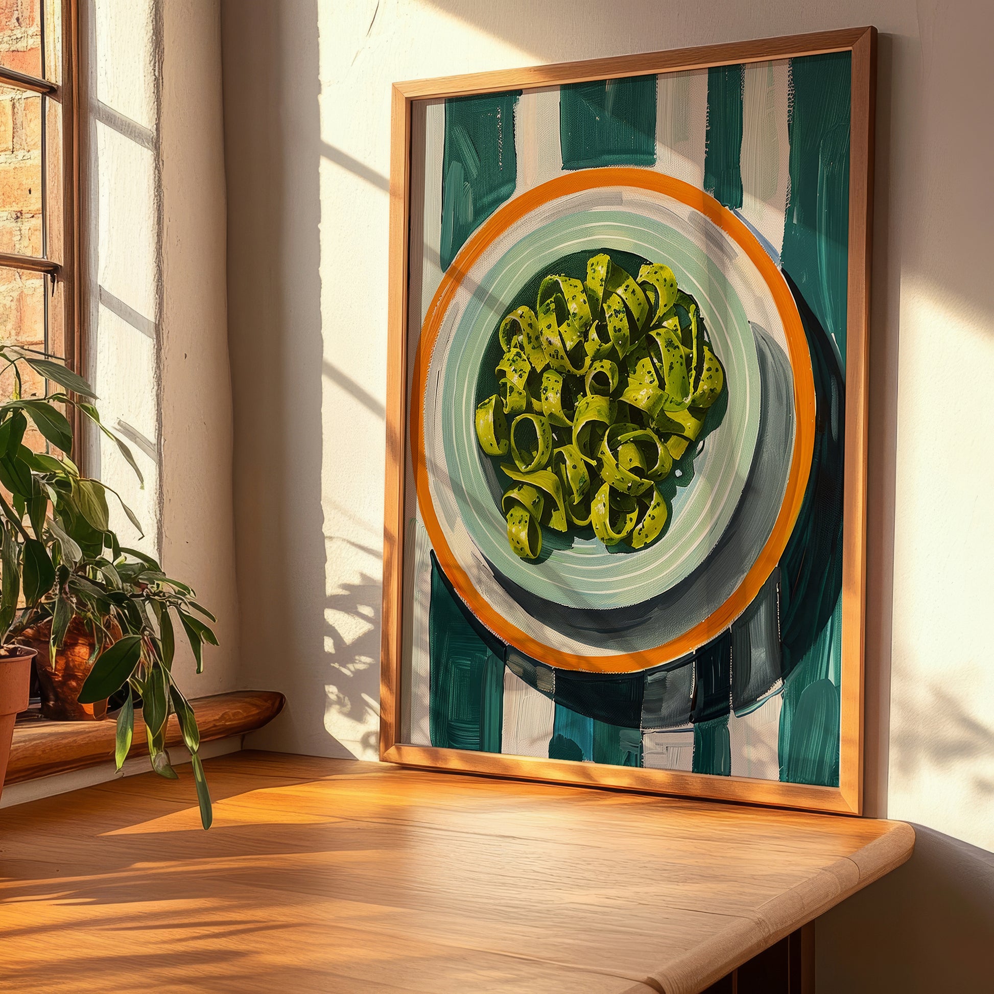 Trenette al Pesto – Italian Pasta, Osteria Poster, clean layout with no caption