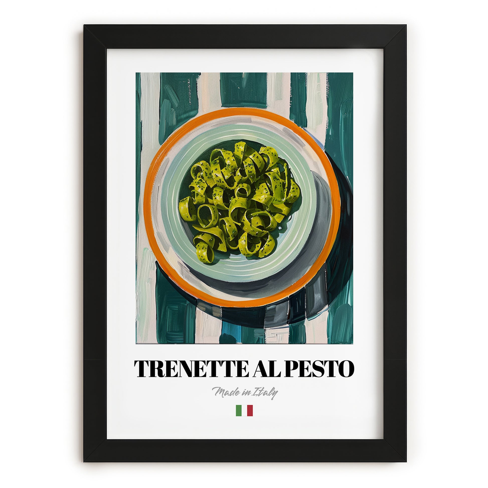 Trenette al Pesto – Italian Pasta, Osteria Poster, in sleek black frame