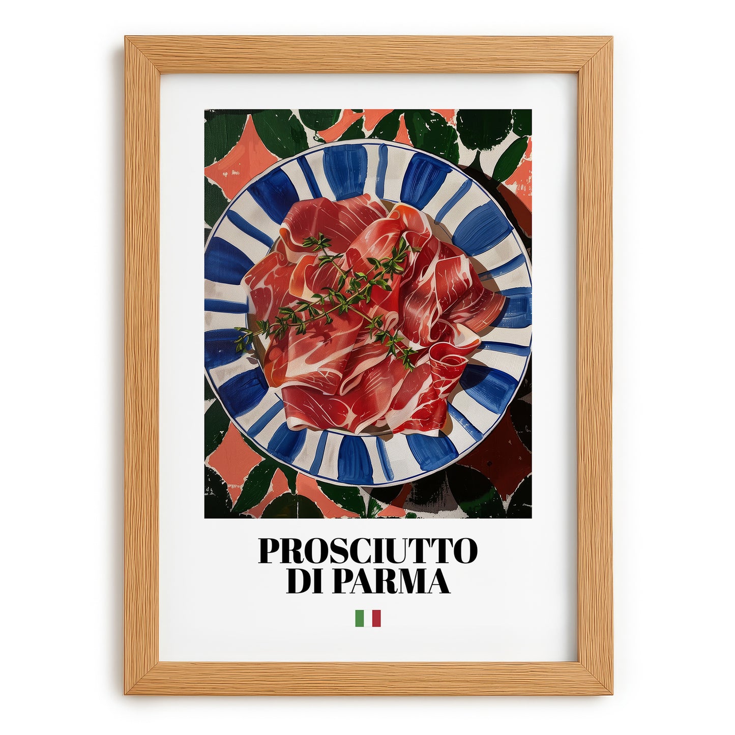 Prosciutto di Parma – Italian Meat Dish, Food Bar Poster, set in oak frame