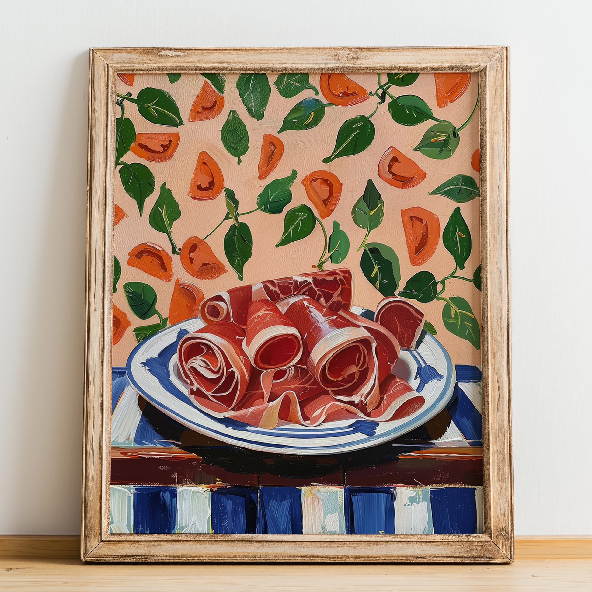 Prosciutto di Parma – Italian Meat Dish, Restaurant Poster, no-text version framed in wood