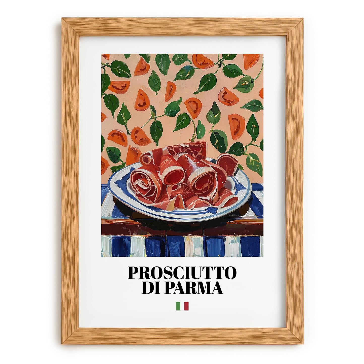 Prosciutto di Parma – Italian Meat Dish, Restaurant Poster, set in oak frame