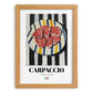 Carpaccio – Italian Meat Dish, Restaurant Still Life, set in oak frame
