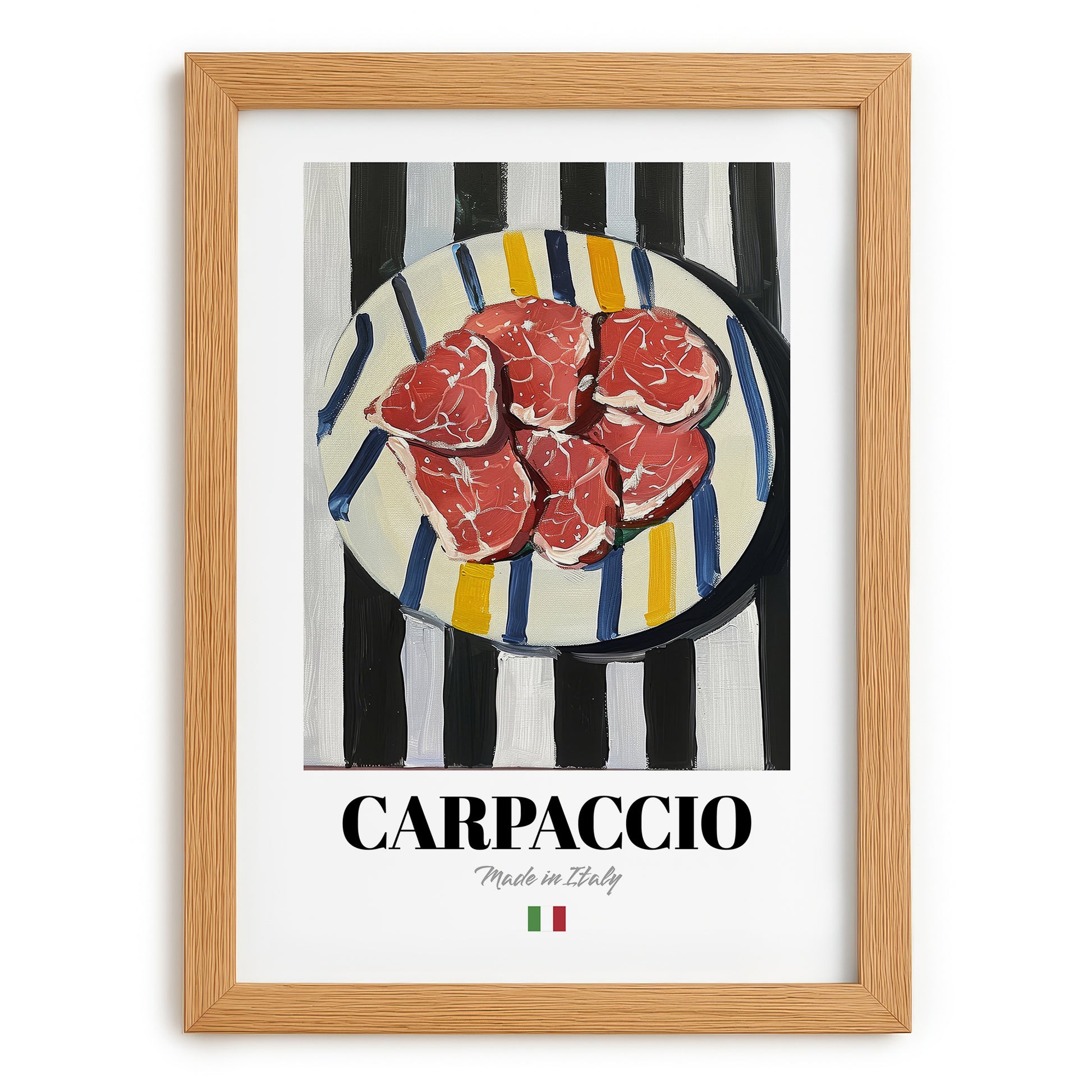 Carpaccio – Italian Meat Dish, Restaurant Still Life, set in oak frame