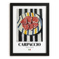 Carpaccio – Italian Meat Dish, Restaurant Still Life, in sleek black frame