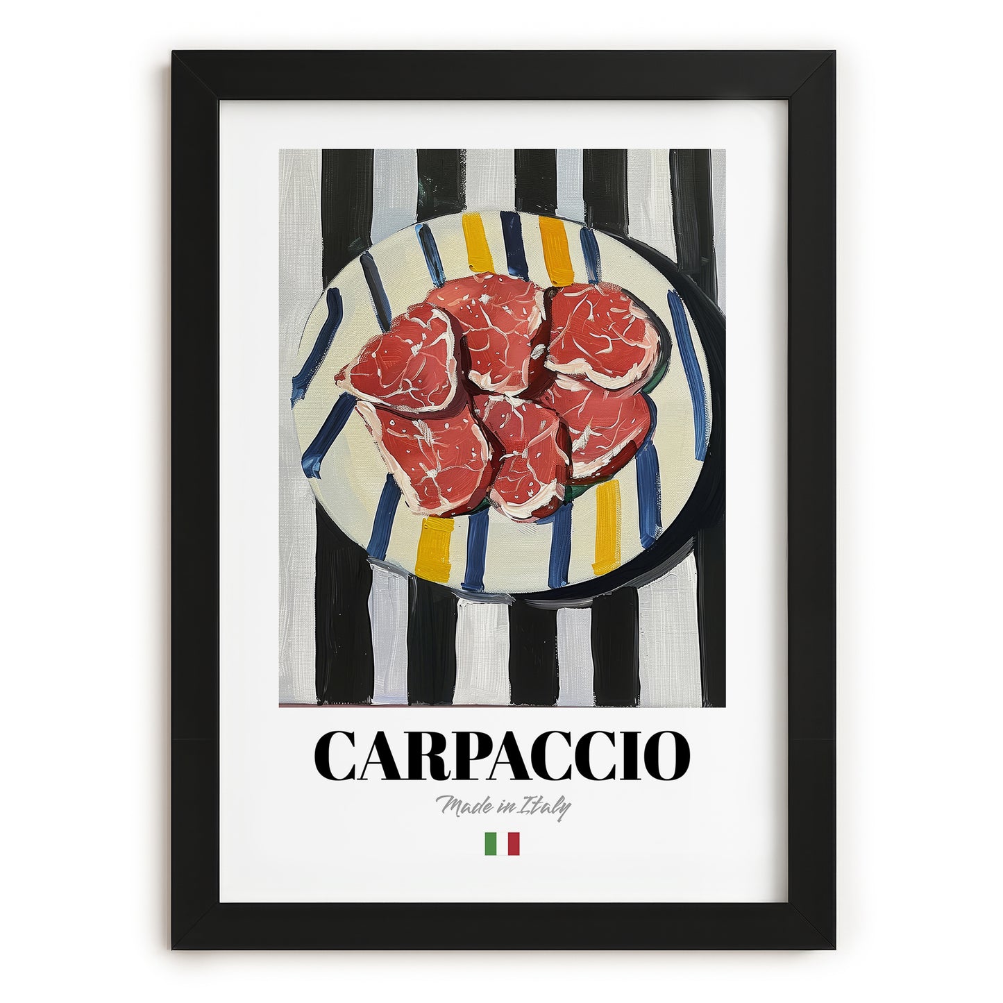 Carpaccio – Italian Meat Dish, Restaurant Still Life, in sleek black frame