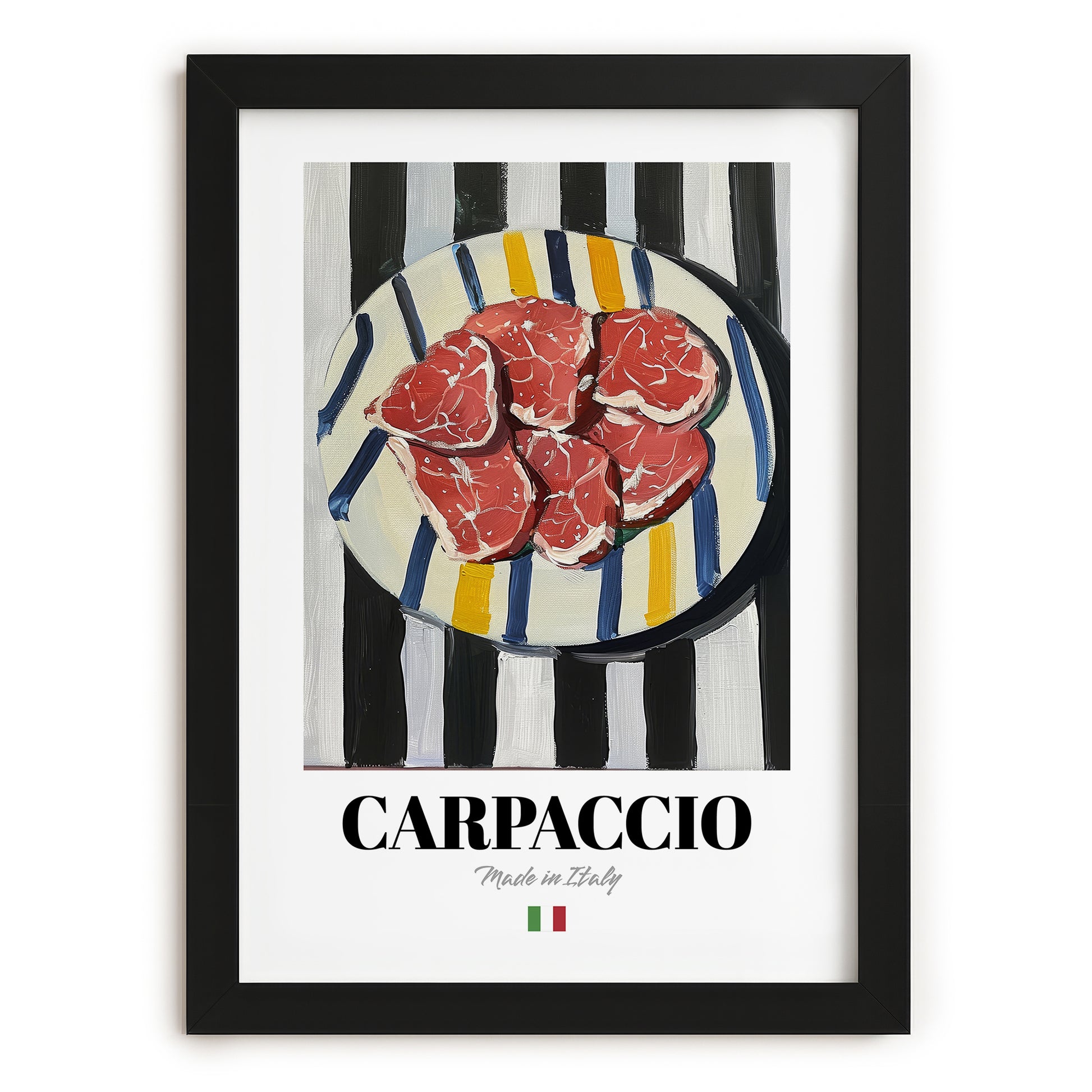 Carpaccio – Italian Meat Dish, Restaurant Still Life, in sleek black frame