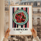 Carpaccio – Italian Meat Dish, Bistro Wall Art, styled in a charming Paris street view