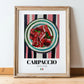 Carpaccio – Italian Meat Dish, Bistro Wall Art, in wooden frame leaning on the floor