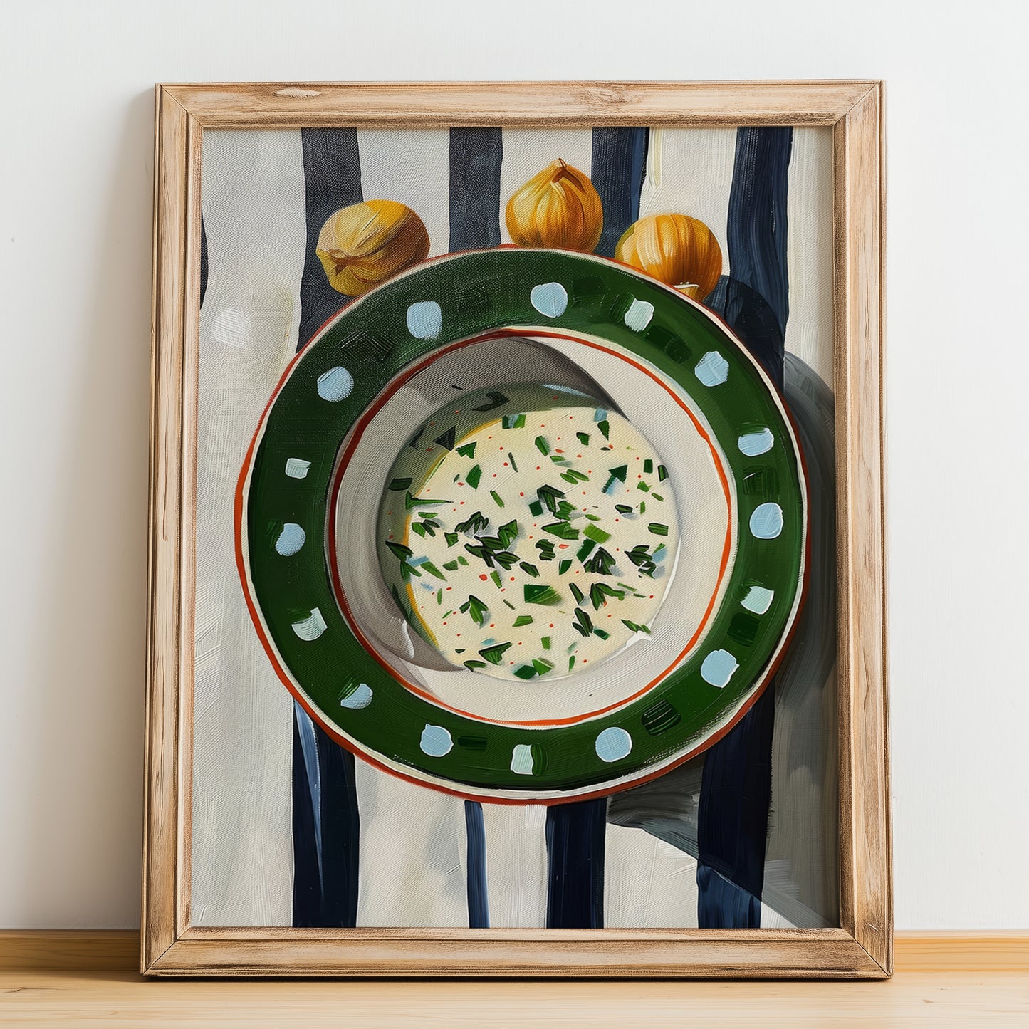 Stracciatella Soup – Italian Soup Dish, Bistro Painting, no-text version framed in wood
