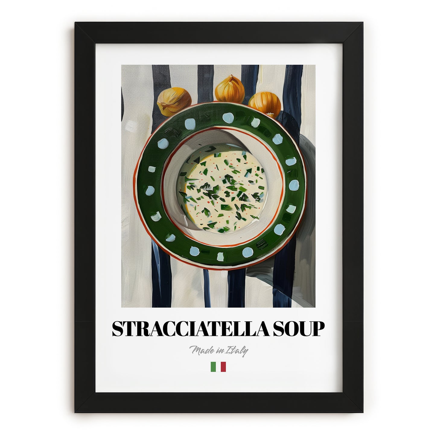 Stracciatella Soup – Italian Soup Dish, Bistro Painting, in sleek black frame