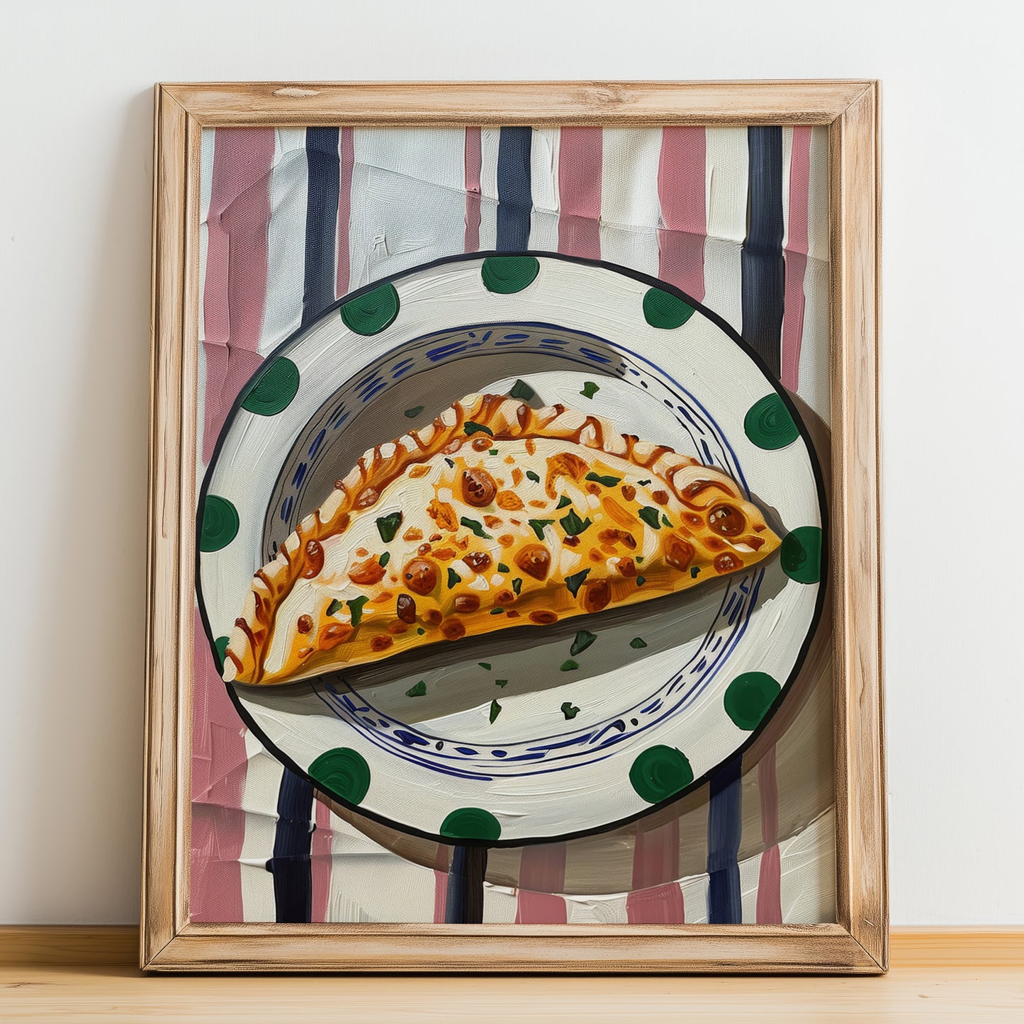 Calzone – Italian Pizza, Pizzeria Wall Art, no-text version framed in wood