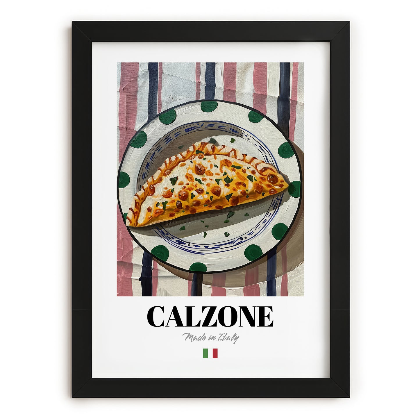 Calzone – Italian Pizza, Pizzeria Wall Art, in sleek black frame