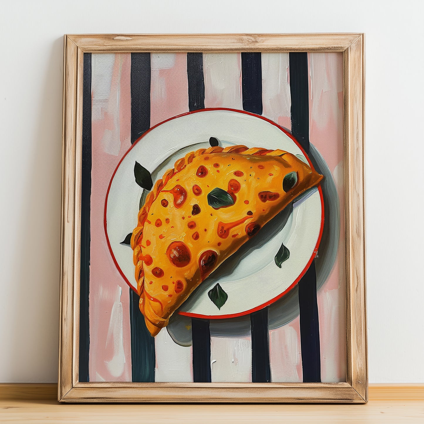 Calzone – Italian Pizza, Restaurant Poster, no-text version framed in wood
