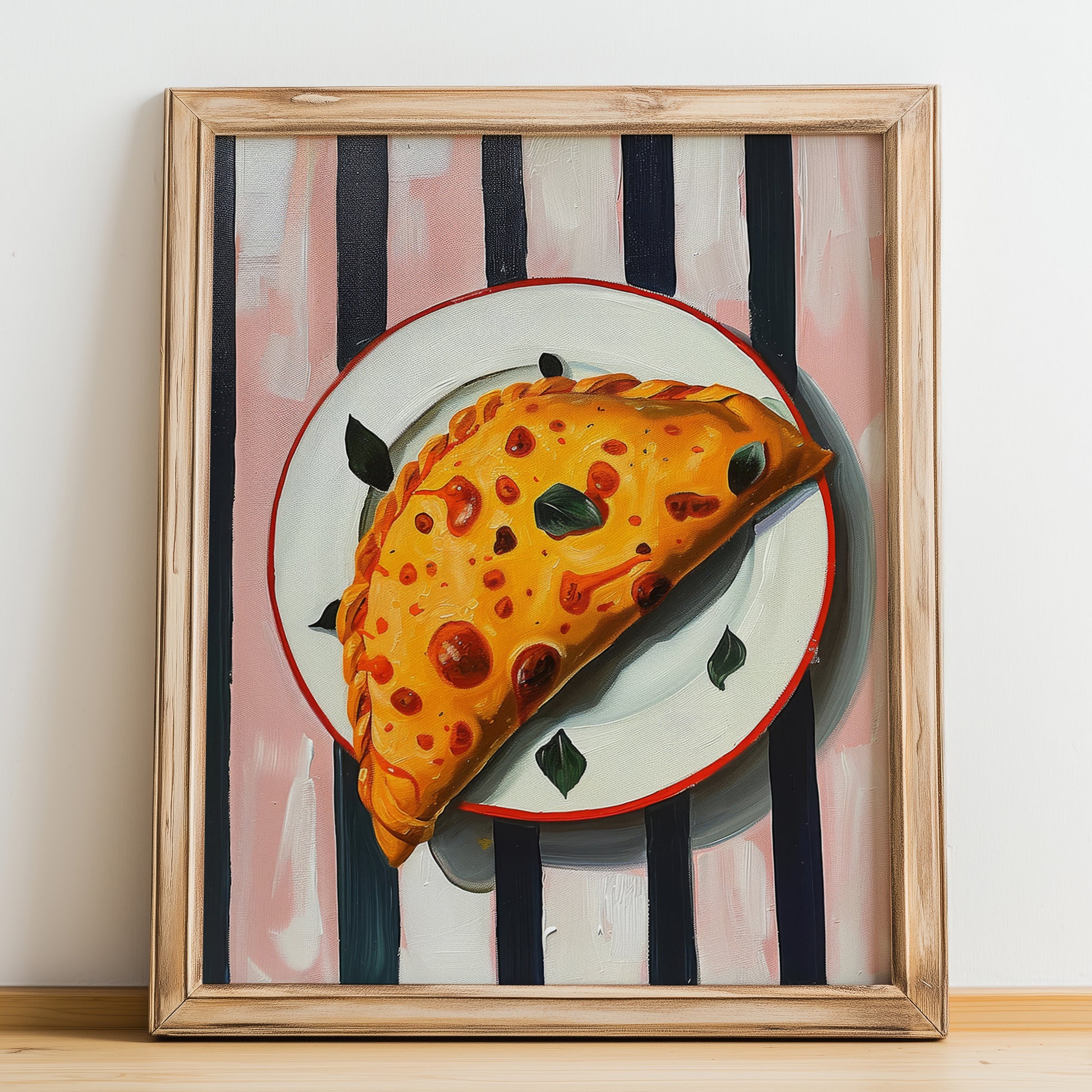 Calzone – Italian Pizza, Restaurant Poster, no-text version framed in wood