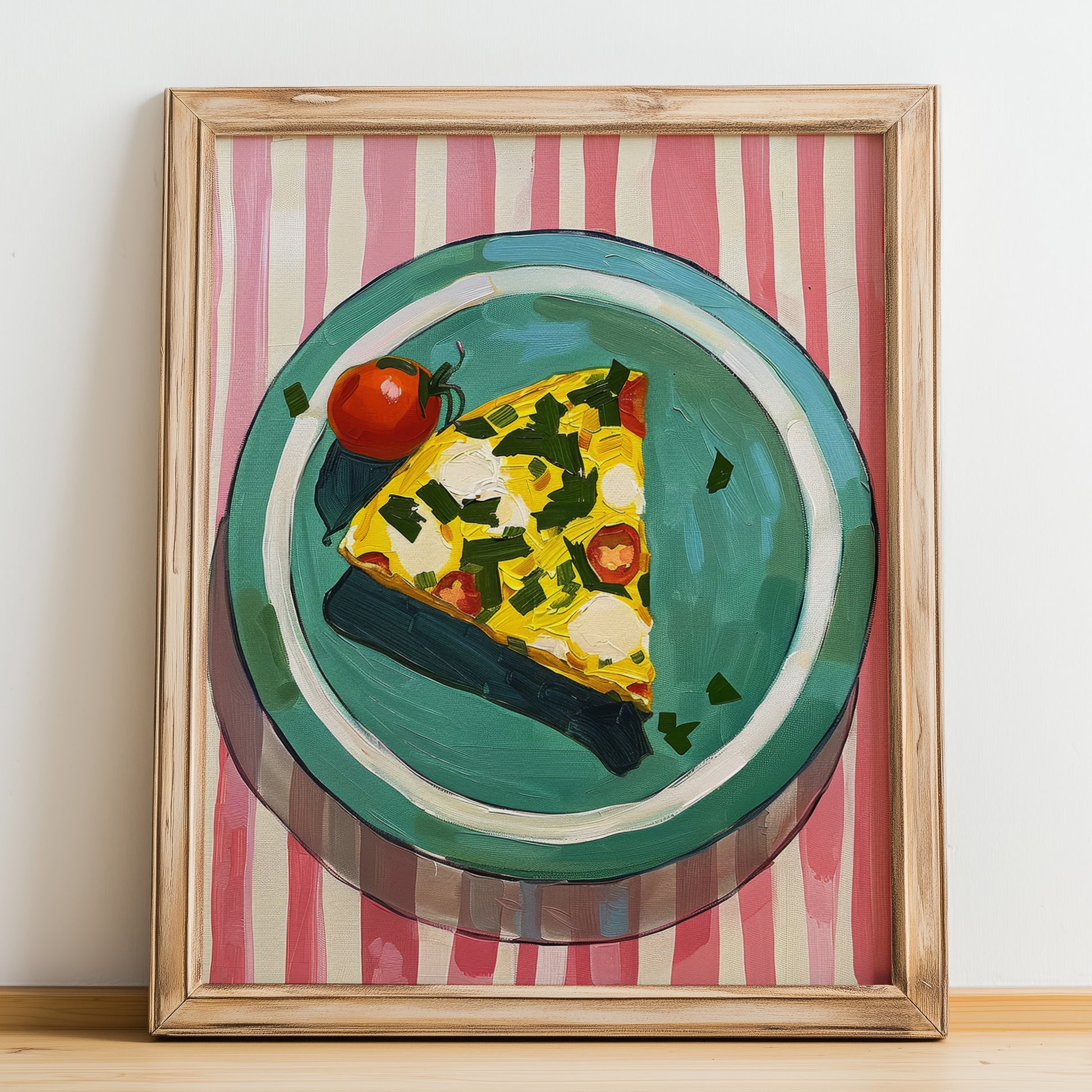 Frittata – Italian Snack Dish, Restaurant Poster, no-text version framed in wood