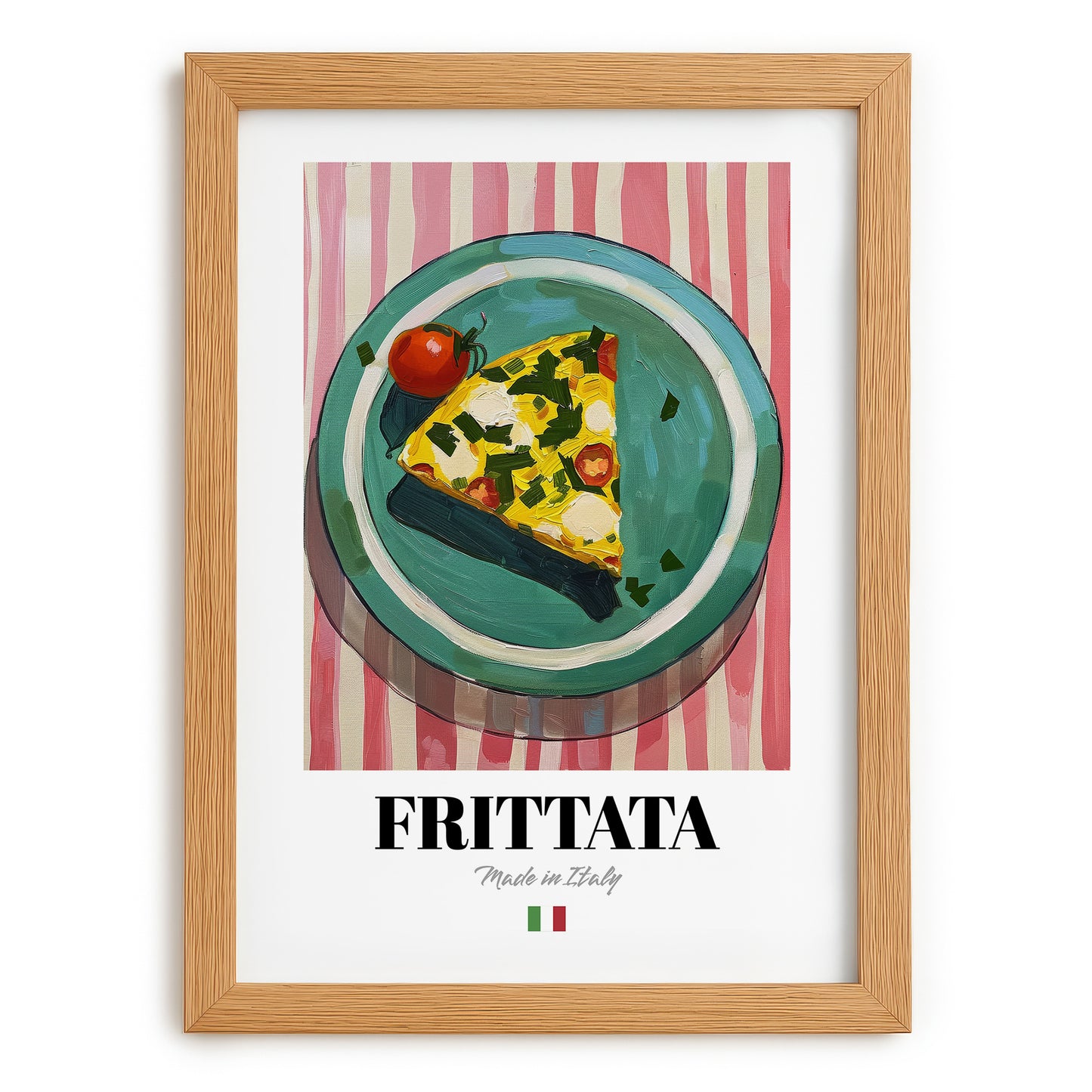 Frittata – Italian Snack Dish, Restaurant Poster, set in oak frame