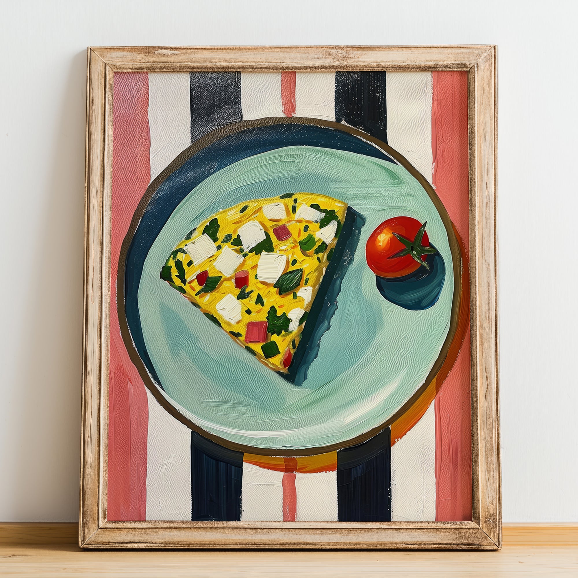 Frittata – Italian Snack Dish, Restaurant Poster, no-text version framed in wood